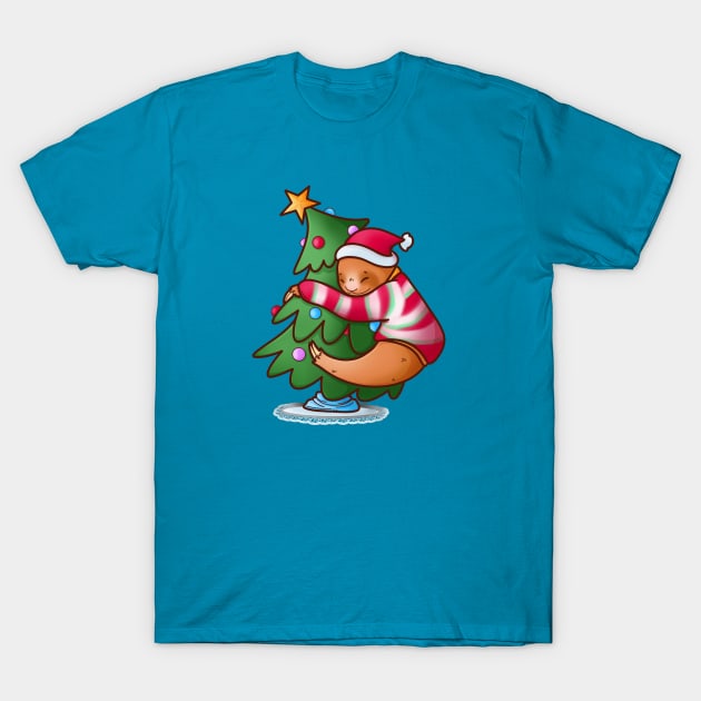 Christmas Sloth T-Shirt by candice-allen-art